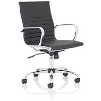 Nola Medium Back Executive Chair, Fixed Height Arms, Black