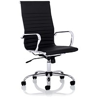 Nola High Back Executive Chair, Fixed Height Arms, Black