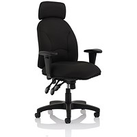 Energize Aviator Armchair, Height Adjustable Arms, Black