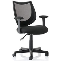 Gleam SoHo Mesh Back Chair, Fixed Height Arms, Black