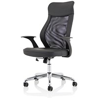 Baye Mesh and PU Operator Chair, Fixed Height Arms, Black
