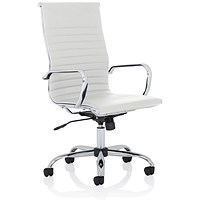 Nola High Back Executive Chair, Fixed Height Arms, White