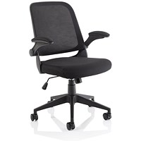 Crew Task Mesh Back Operator Chair, Folding Arms, Black