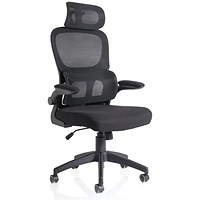 Iris Task Operator Chair, Black Mesh Back, Black Fabric Seat, With Headrest