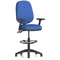 Eclipse Plus II High Rise Operator Chair, Blue, With Height Adjustable And Folding Arms