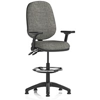 Eclipse Plus II High Rise Operator Chair, Charcoal, With Height Adjustable And Folding Arms
