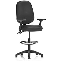 Eclipse Plus II High Rise Operator Chair, Bonded Leather, With Height Adjustable And Folding Arms