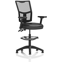 Eclipse Plus II High Rise Mesh Back Operator Chair, Bonded Leather, With Height Adjustable And Folding Arms