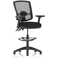 Eclipse Plus II High Rise Deluxe Mesh Back Operator Chair, Height Adjustable and Folding Arms, Black