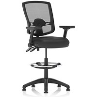 Eclipse Plus II High Rise Deluxe Mesh Back Operator Chair, Height Adjustable and Folding Arms, Bonded Leather