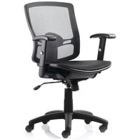 Portland All Mesh Task Operator Chair, Height Adjustable Arms, Black