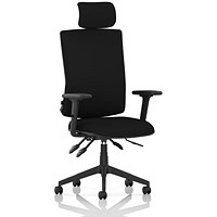 Orlena High Back Task Operator Chair, Headrest, Height Adjustable Arms, Black