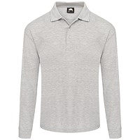 ORN Weaver Long Sleeved Polo Shirt, Unisex, Ash Grey, 4XL