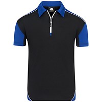 ORN Fireback Wicking Polo Shirt, Unisex, Black/Royal Blue, 3XL