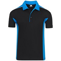 ORN Avocet Wicking Polo Shirt, Unisex, Black/Reflex Blue, 3XL