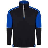 ORN Fireback Quarter Zip Sweatshirt, Unisex, Black/Royal Blue 4XL