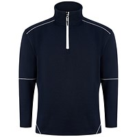 ORN Fireback Quarter Zip Sweatshirt, Unisex, Navy Blue, Large