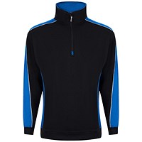 ORN Avocet Quarter Zip Sweatshirt, Unisex, Black/Reflex Blue, Small