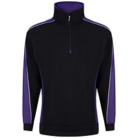 ORN Avocet Quarter Zip Sweatshirt, Unisex, Black/Purple, XL
