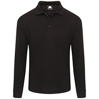 ORN Weaver Long Sleeved Polo Shirt, Unisex, Black, XS