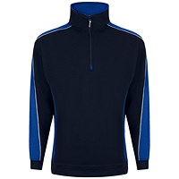 ORN Avocet Quarter Zip Sweatshirt, Unisex, Navy Blue/Royal Blue XS