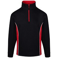 ORN Silverswift Quarter Zip Sweatshirt, Unisex, Black/Red, 4XL
