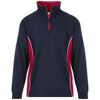 ORN Silverswift Quarter Zip Sweatshirt, Unisex, Navy Blue/Red, 3XL