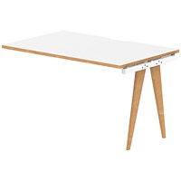 Oslo 1 Person Bench Desk Extension, 1200mm (800mm Deep), White Frame with Wooden Leg and Edge Oslo 1 Person Bench Desk Extension, 1200mm (800mm Deep), White Frame with Wooden Leg and Edge