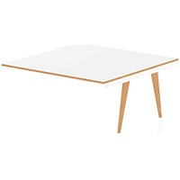Oslo Square Boardroom Table Extension, 1600mm Wide, White Frame with Wooden Leg and Edge