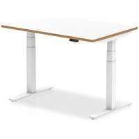 Oslo 1200mm Rectangular Height Adjustable Desk, White Leg, White