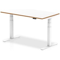 Oslo 1400mm Rectangular Height Adjustable Desk, White Leg, White Oslo 1400mm Rectangular Height Adjustable Desk, White Leg, White