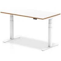 Oslo Height Adjustable Desk, White Leg, 1400mm, White
