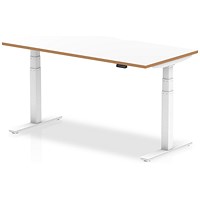 Oslo 1600mm Rectangular Height Adjustable Desk, White Leg, White