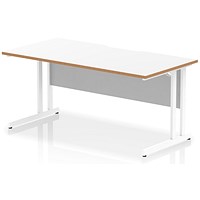 Oslo 1600 Scalloped and Wood Edge Rectangular Desk, Cantilever Legs, White