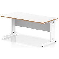 Oslo 1600 Scalloped and Wood Edge Rectangular Desk, Cable Managed Legs, White