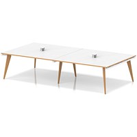 Oslo Volta 3200mm Rectangular Boardroom Table With Pop-up Power Module White Top Natural Wood Edge White Frame