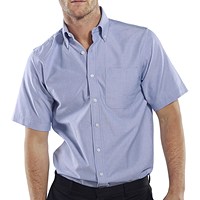 Beeswift Oxford Shirt, Short Sleeve, Blue, 14.5