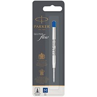 Parker Quink Ballpoint Pen Refill Cartridge, Medium Nib, Blue, Pack of 12
