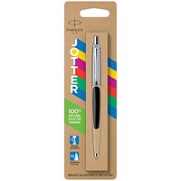 Parker Jotter Ballpoint Pen, Black Barrel, Blue Ink