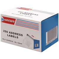 GoSecure Address Label Roll, 89x36mm, 250 Labels Per Roll, Pack of 6