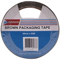 Go Secure Packaging Tape, 50mmx66m, Brown, Pack of 6