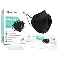 Omnitex FFP2 Filtering Half Face Mask Not Reusable Black (Pack of 20)