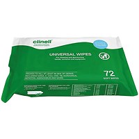Clinell Universal Cleaning and Disinfecting Wipes 72 Wipes (Pack of 12)