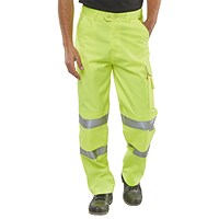 Beeswift Poly Cotton En471 Trousers, Saturn Yellow, 42S