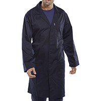 Beeswift Poly Cotton Warehouse Coat, Navy Blue, 38