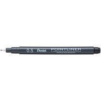Pentel Pointliner Pigment Pen, 0.5mm, Black, Pack of 12
