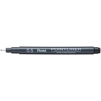 Pentel Pointliner Pigment Pen, 0.5mm, Black, Pack of 12 Pentel Pointliner Pigment Pen, 0.5mm, Black, Pack of 12