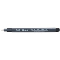 Pentel Pointliner, Pigment Pen, 0.8mm, Black, Pack of 12