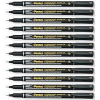 Pentel Permanent Marker Super Fine Point Black Pack of 12