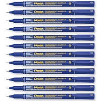 Pentel Permanent Marker Super Fine Point Blue Pack of 12